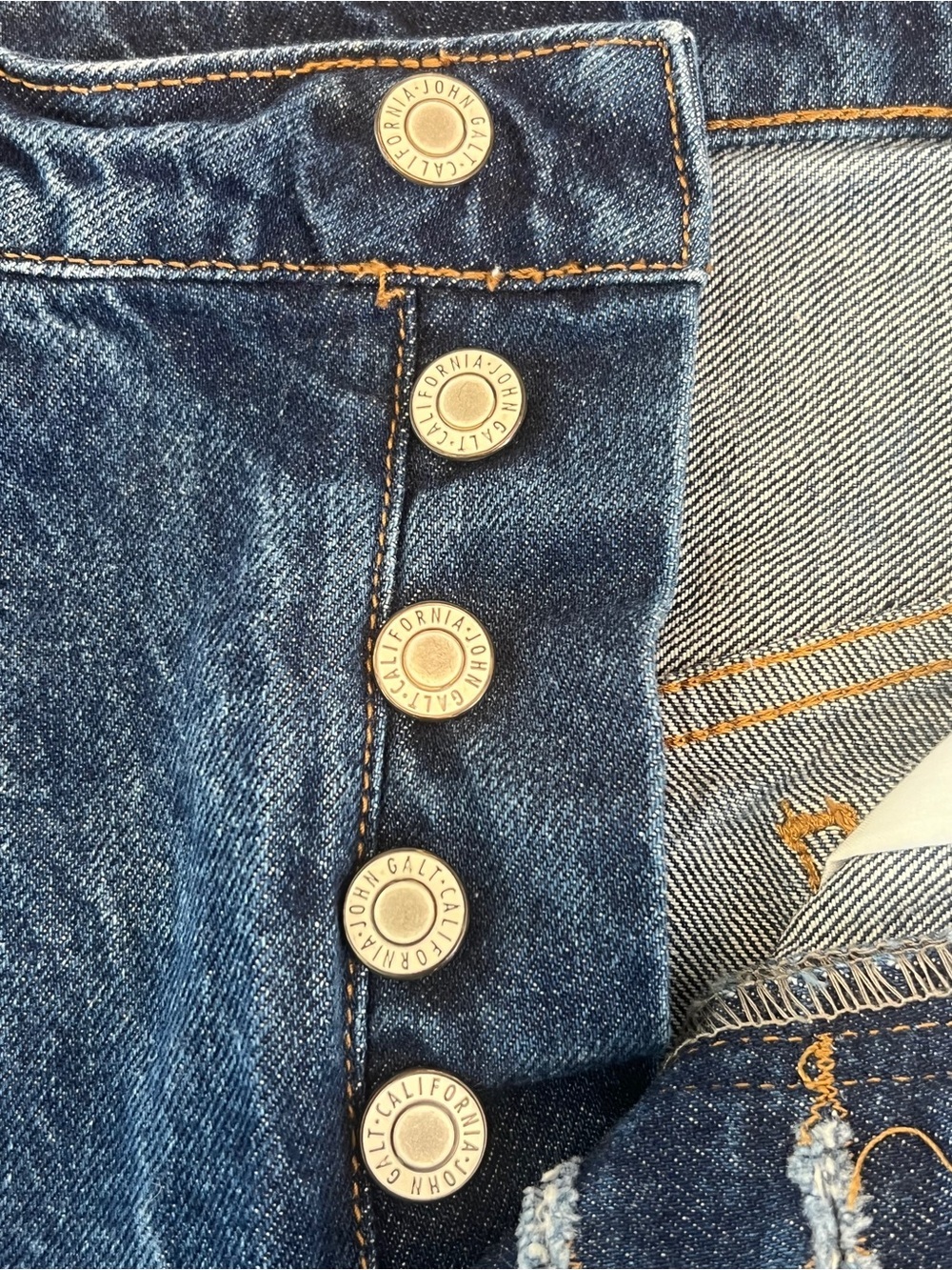 J. Galt Classic Blue Denim Mini Skirt with Front Button - Picture 3 of 7
